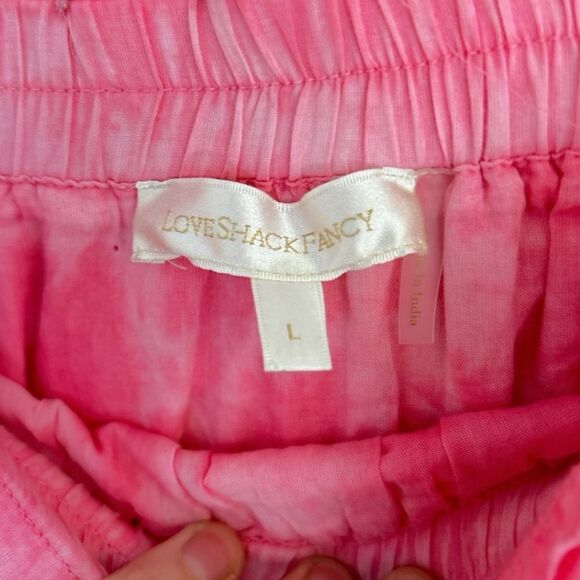 LoveShackFancy Hot Pink Tie Dye Ruffle Mini Skirt, Size Large - Picture 5 of 9